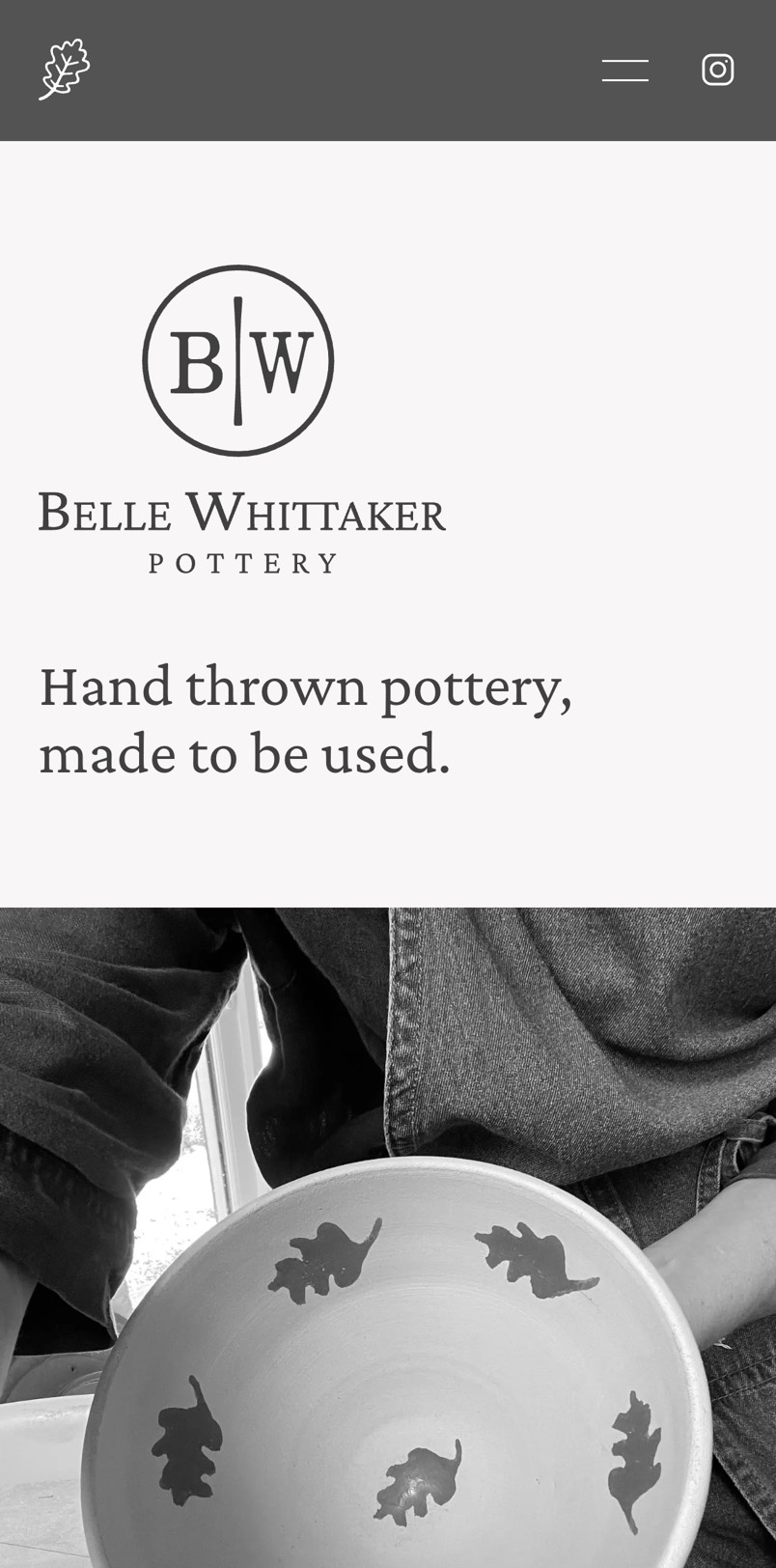 Belle Whittaker Pottery website on mobile