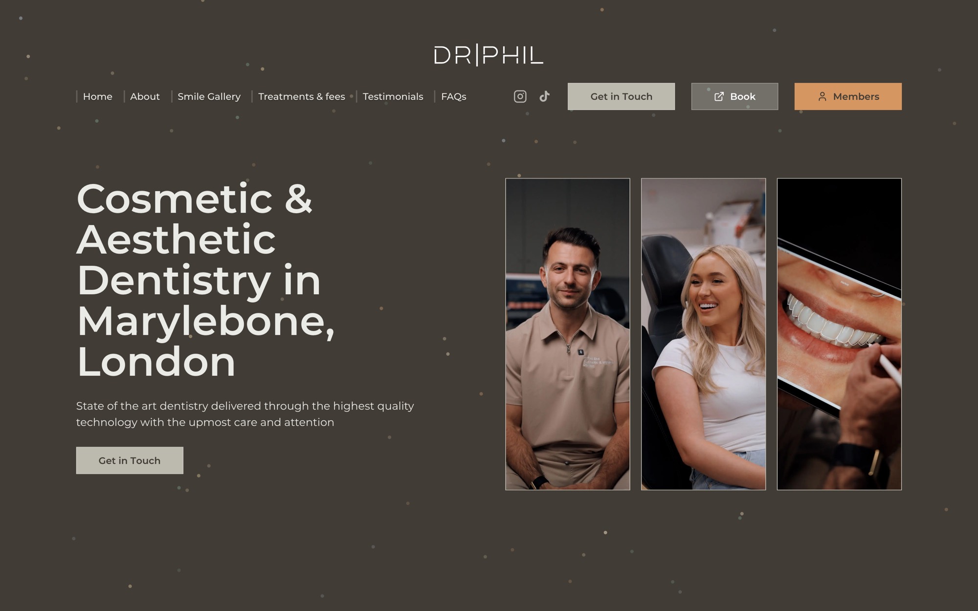 Dr Phil Aesthetics website on desktop