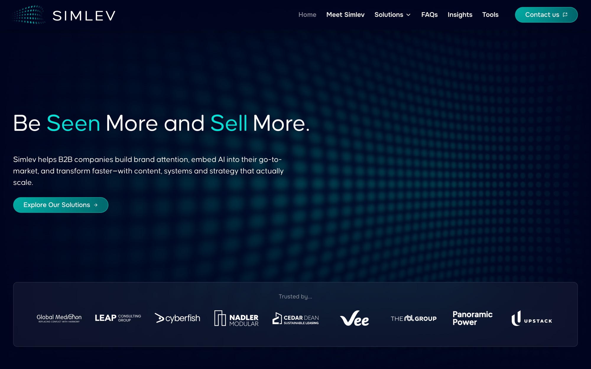 Simlev website on desktop